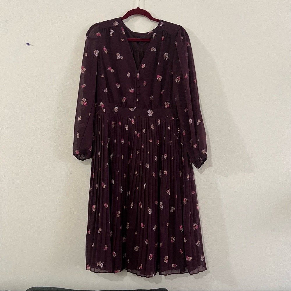 Ann Taylor Floral Pleated Flare Dress NWOT